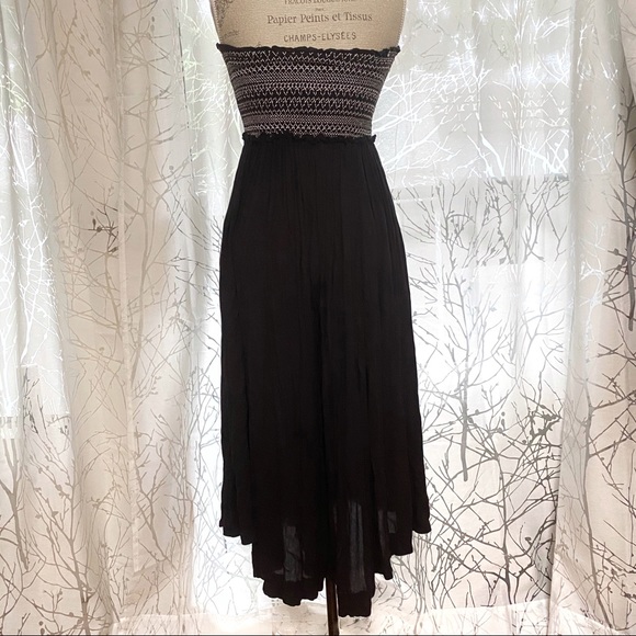 Free People once upon a rainbow black white strapless smocked jumper jumpsuit - Picture 6 of 10